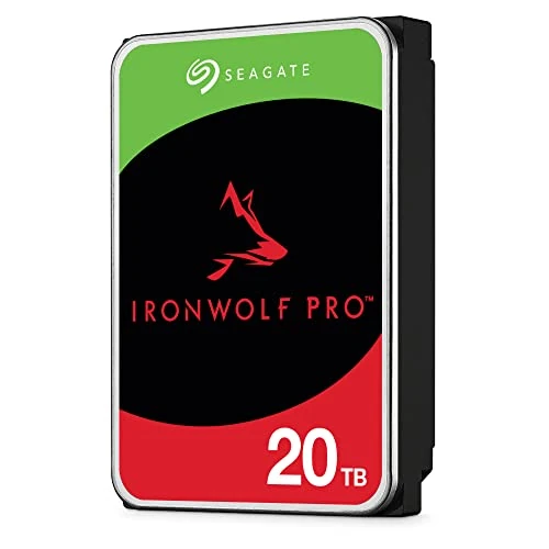Seagate IronWolf Pro, 20 TB, NAS Internal Hard Drive, CMR 3.5 Inch, SATA 6 Gb/s 7,200 RPM, 256 MB Cache, for RAID Network Attached Storage, 3 years Rescue Services, FFP (ST20000NE000)