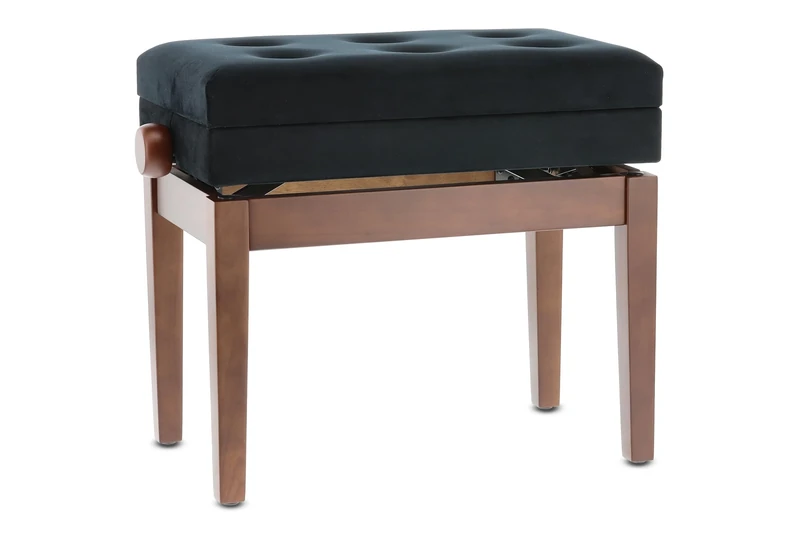GEWA Piano Bench Deluxe Compartment, walnut matte, with sheet music compartment