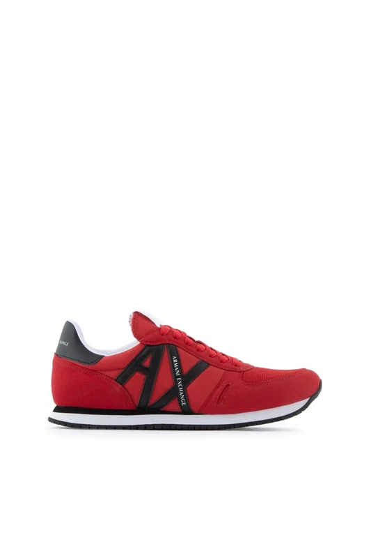 Armani Exchange Men's Rio Side Logo Sneaker, Red+Black, 10 UK