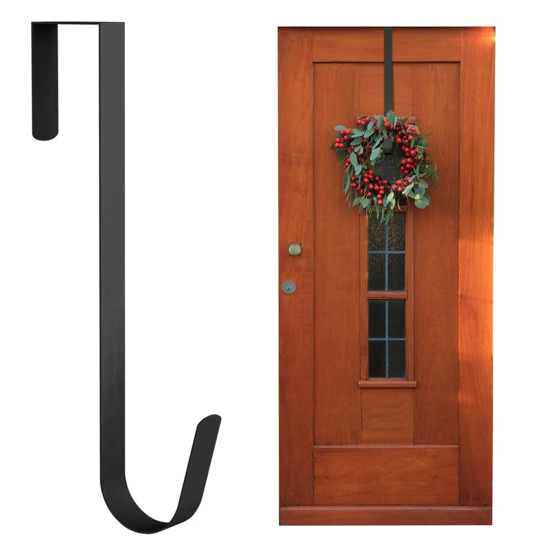 ANSIO Christmas Wreath Hanger for Front Door, 12.5 inches/31.7cm Front Door Wreath Hanger for Christmas Decor - Pack of 1 - Black