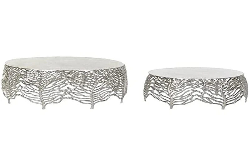 Side Table Dkd Home Decor Aluminium (2 Pcs) (52 X 52 X 25 Cm) (63.5 X 63.5 X 30.5 Cm)