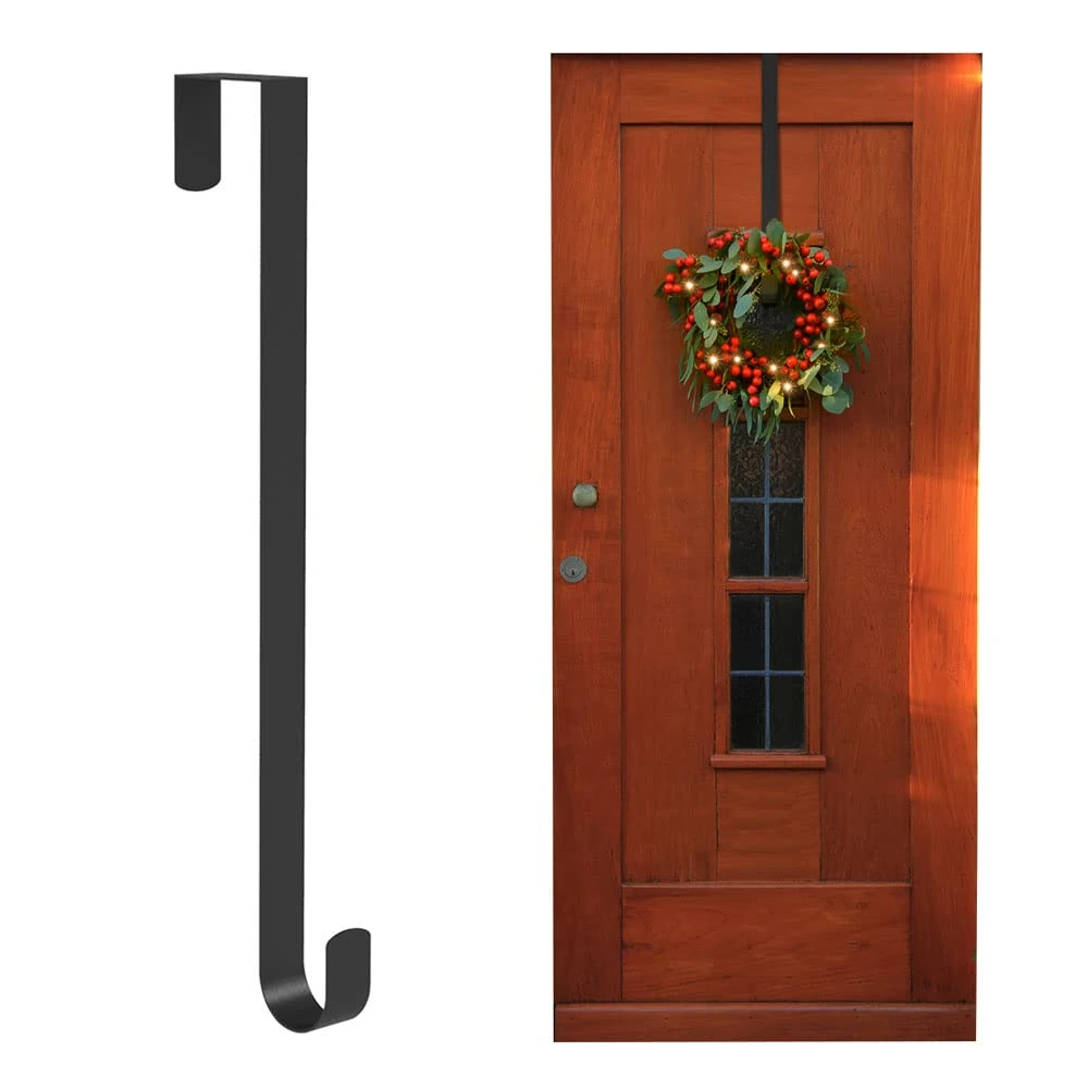 ANSIO Christmas Wreath Hanger, 15 inches /38cm Front Door Metal Wreath Holder for Christmas Decor - Pack of 1 - Black…