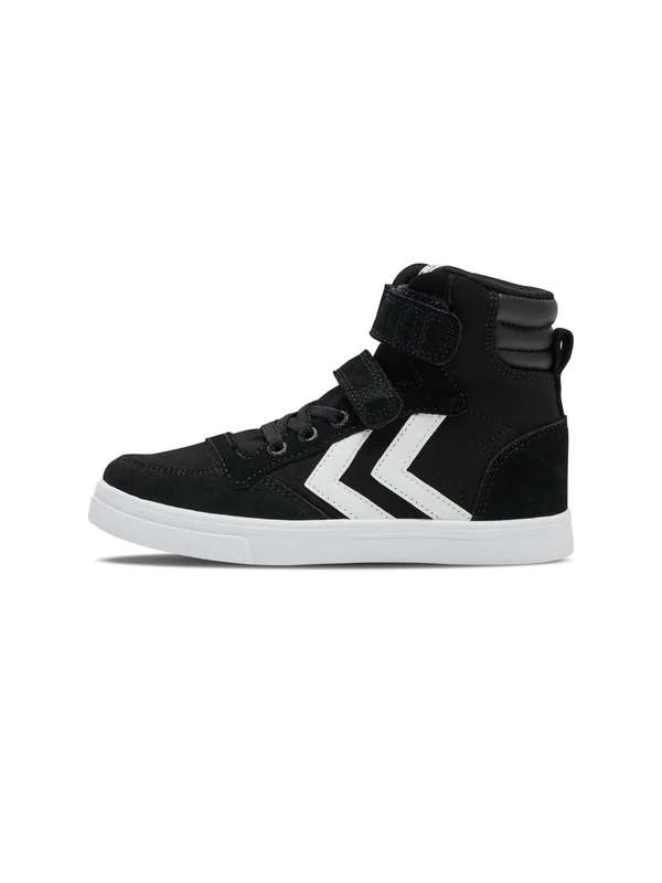 hummel Slimmer Stadil High Unisex Children's Athleisure Trainers with Velcro Fastening, Black, 8.5 UK Child