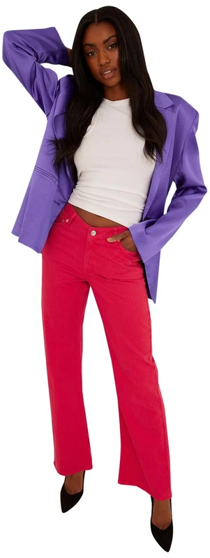 NA-KD Raw Hem Side Slit Denim, Pink, EU 38 - Image 1