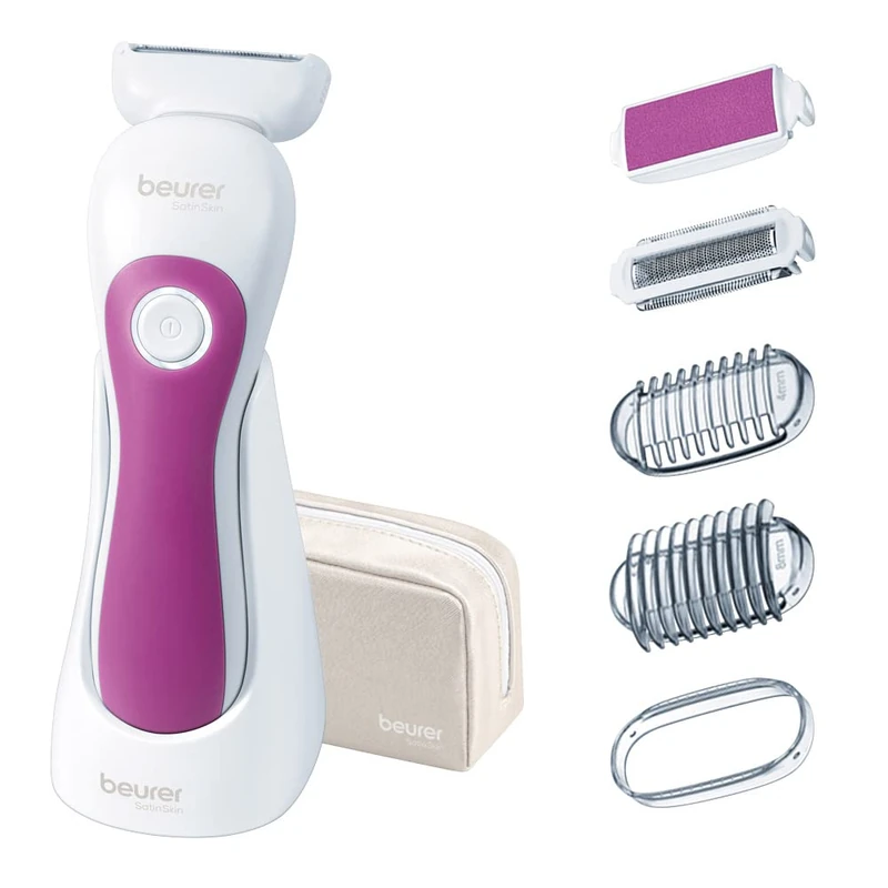 Beurer HL36 Shaver for Women, Electric Wet & Dry Razor with 4 Attachments, Movable Shaving Head with Trim Function, Shaving Foil Against Skin Irritation, Bright LED Light with Rechargeable Battery