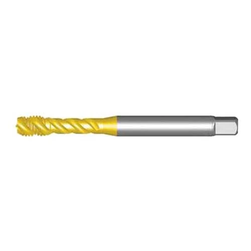 Dormer EX00TINM16 Series EX00TIN HSS-E-PM 45° Spiral Flute Machine Tap, Tin Coating, Bright Finish, M16 x 2.00mm x 110mm