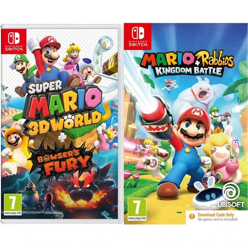 Super Mario 3D World + Bowser's Fury (Nintendo Switch) + Mario + Rabbids Kingdom Battle (Code in Box) (Nintendo Switch)