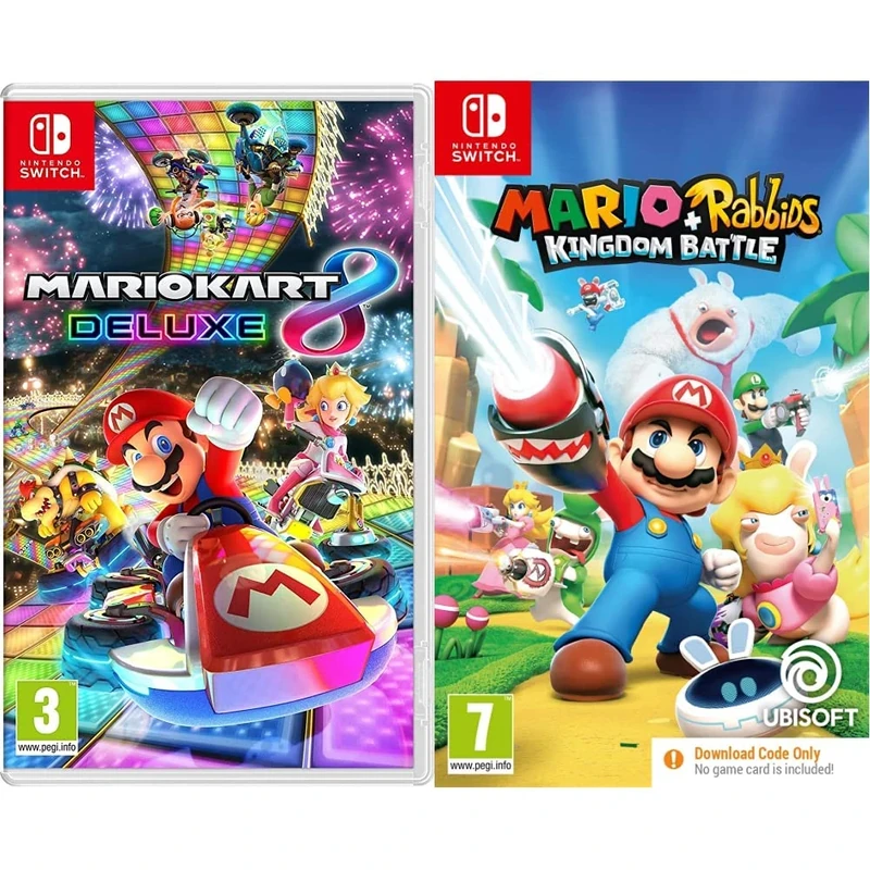Mario Kart 8 Deluxe (Nintendo Switch) + Mario + Rabbids Kingdom Battle (Code in Box) (Nintendo Switch)