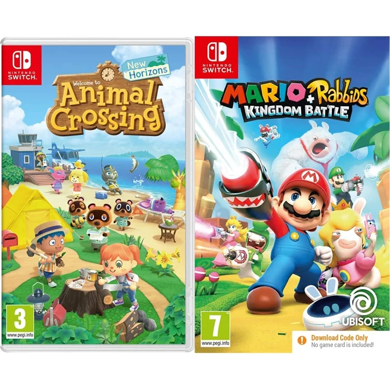Nintendo Animal Crossing: New Horizons Switch + Mario + Rabbids Kingdom Battle (Code in Box) Switch