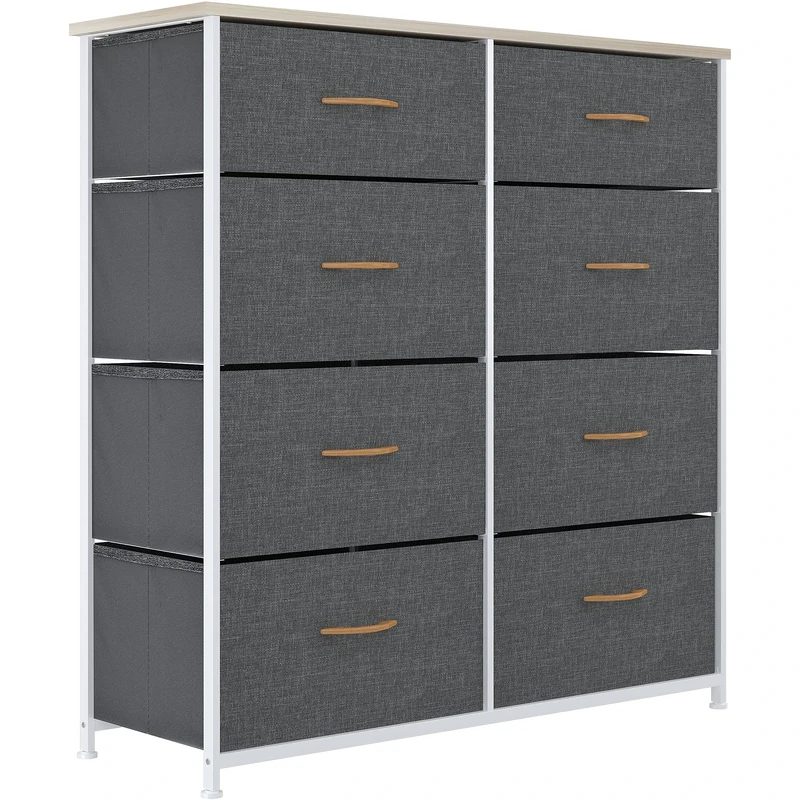 YITAHOME Chest of Drawers, Cationic Fabric 8-Drawer Storage Organizer Unit for Bedroom Living Room Closet, Sturdy Steel Frame, Easy Pull Fabric Bins & Wooden Top, Fabric Dresser
