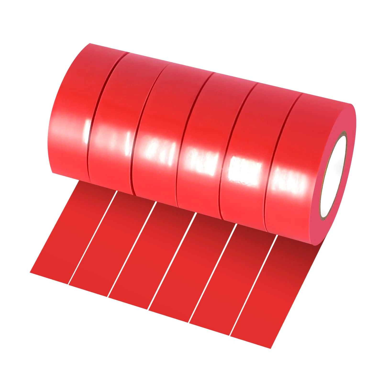 Xrkuu 6 Rolls Red Electrical Tape, 18mm x 10m PVC Insulation Tape, Waterproof Strong Adhesive Electric Tape for Wire Projects, Insulating and Repair Broken Wires