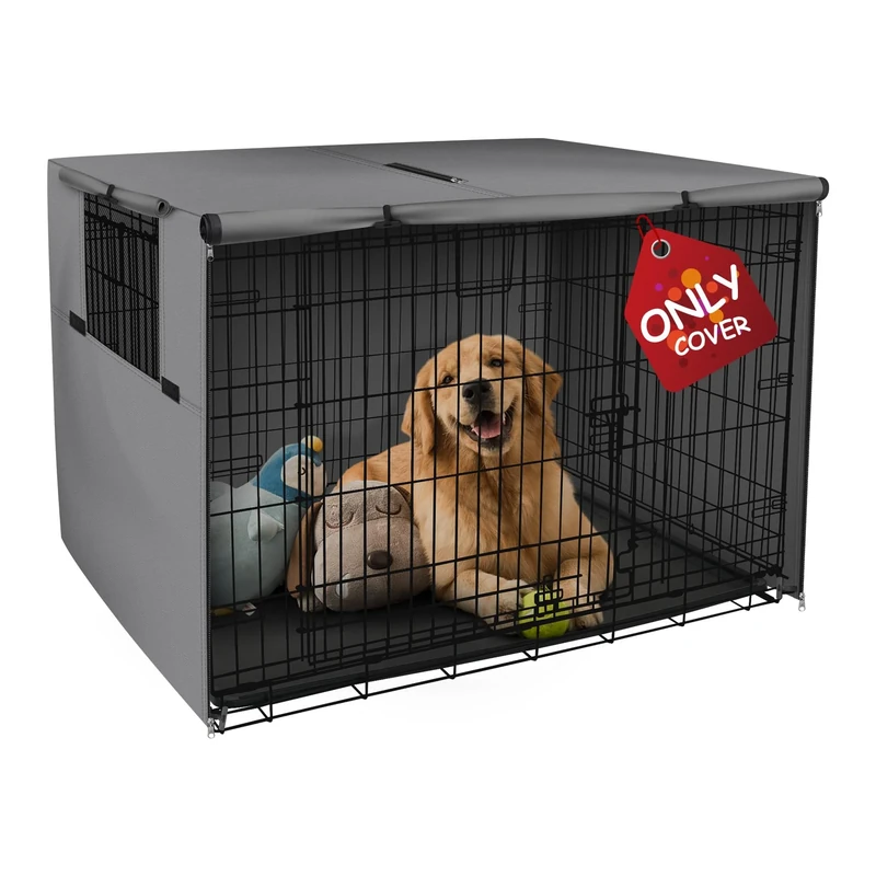 Explore Land 54 inches Dog Crate Cover Durable Polyester Pet Kennel Cover Universal Fit for Wire Dog Crate (Gray)