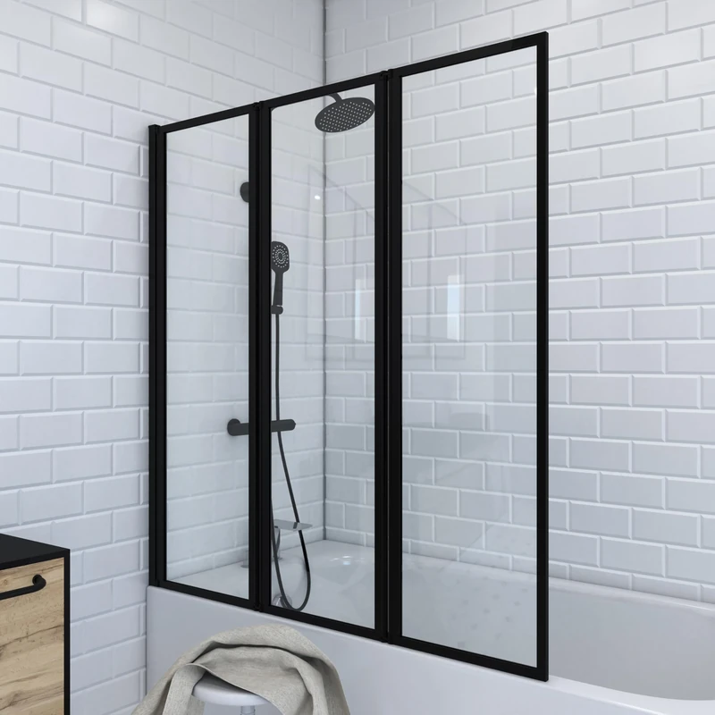 Marwell Triple Black Shower Enclosure 125 x 143 cm