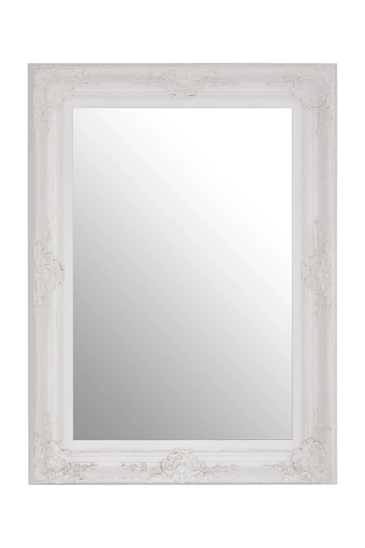 Premier Housewares Wall Mirror/Mirrors For Garden/Bathroom/Living Room With Carving Rectangular Frame/White Finish Wall Mounted Mirrors W83 X D8 X H113cm.