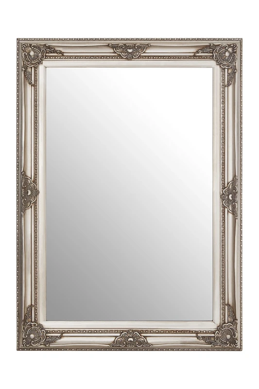 Premier Housewares Wall Mirror/Mirrors For Garden/Bathroom/Living Room Antique Effect Rectangular Frame/Grey Finish Wall Mounted Mirrors 83 X 5 X 113