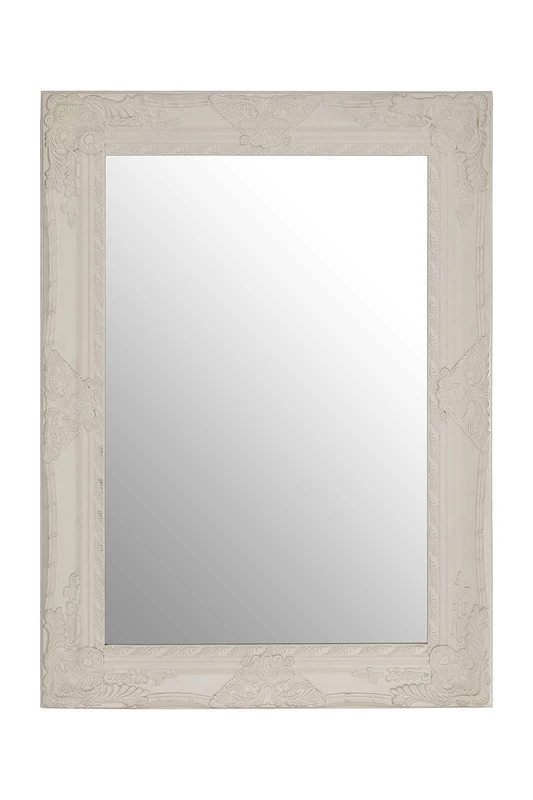 Premier Housewares Rectangular Wall Mirror/Classic Mirrors For Bathroom/Bedroom/Garden Walls Fancy Wall Mounted Mirrors For Hallway With Elegant White Finish w82 x d4 x h112cm