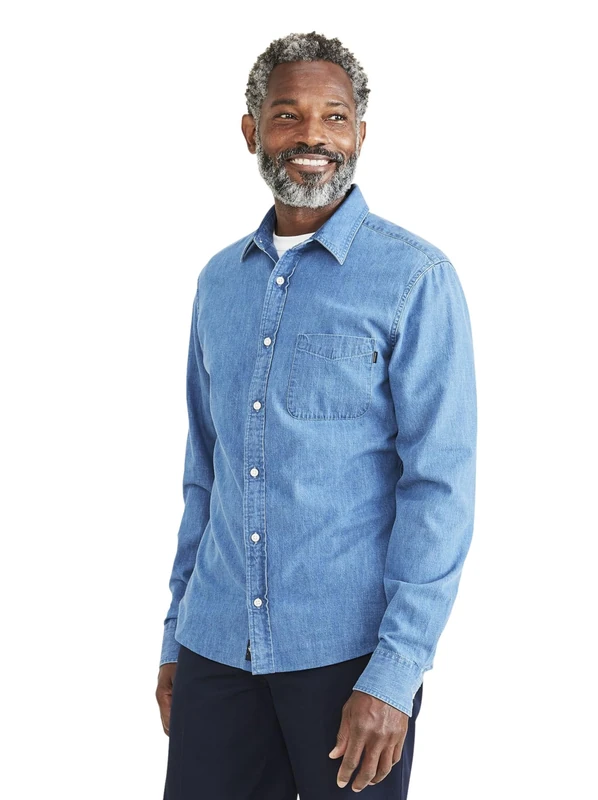 Dockers Mens Original Slim Shirt, Glory Light Indigo, L UK
