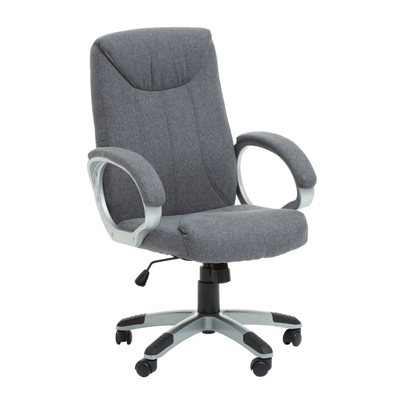 Premier Housewares Grey Home Office Chair With Flexible Armrest/Wheel Rolling Base/Adjustable Height And Padded Seat With Lock Mechanism Computer Chairs For Desk 62 x 69 x 116