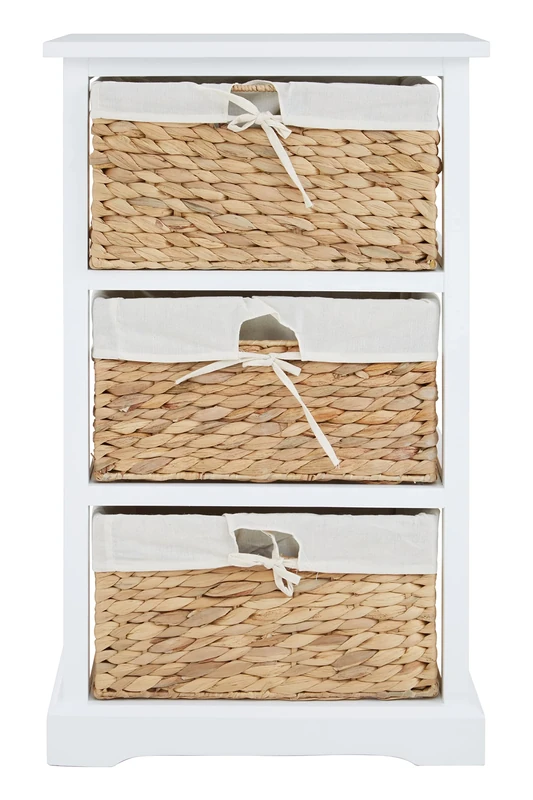 Premier Housewares Chest Of Drawers White Chest Of Drawers With 3 Drawers Bamboo Bedroom Chest Of Drawers Durable White Drawers For Bedroom For Storage 45 x 33 x 72