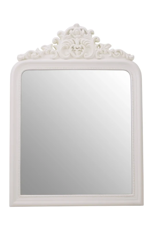 Premier Housewares Wall Mirror/Mirrors For Garden/Bathroom/Living Room With Carving Rectangular Frame/Cream Finish Wall Mounted Mirrors W80 X D6 X H110cm.