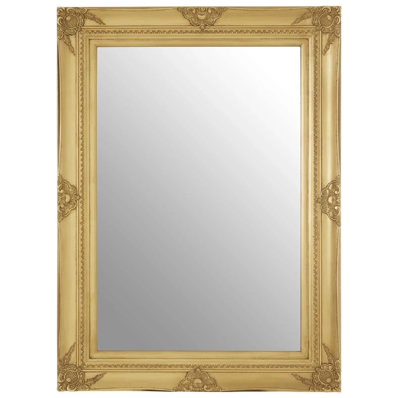 Premier Housewares Wall Mirror/Mirrors For Garden/Bathroom/Living Room With Carving Rectangular Frame/Gold Finish Wall Mounted Mirrors W83 X D5 X H113cm.