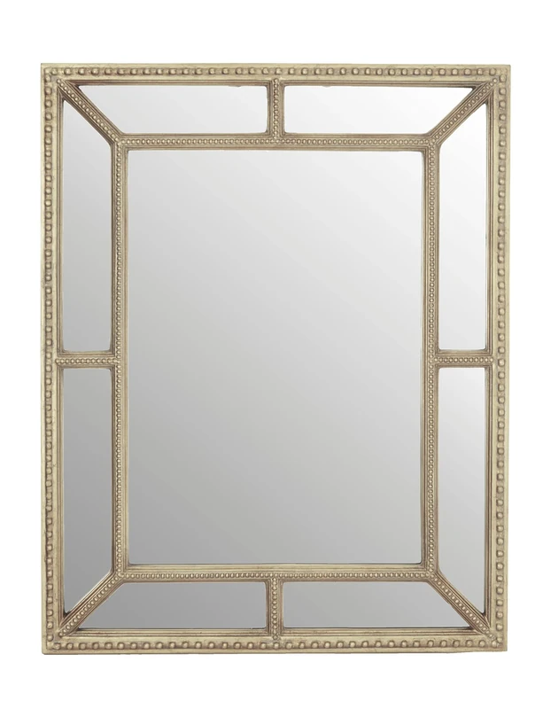 Premier Housewares Rectangular Wall Mirror/Classic Mirrors For Bathroom/Bedroom/Garden Walls Fancy Wall Mounted Mirrors For Hallway With Cream Finish 77 x 3 x 97