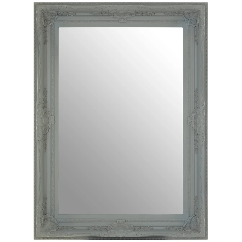 Premier Housewares Rectangular Wall Mirror/Classic Mirrors For Bathroom/Bedroom/Garden Walls Fancy Wall Mounted Mirrors For Hallway With Grey Finish 83 x 8 x 113