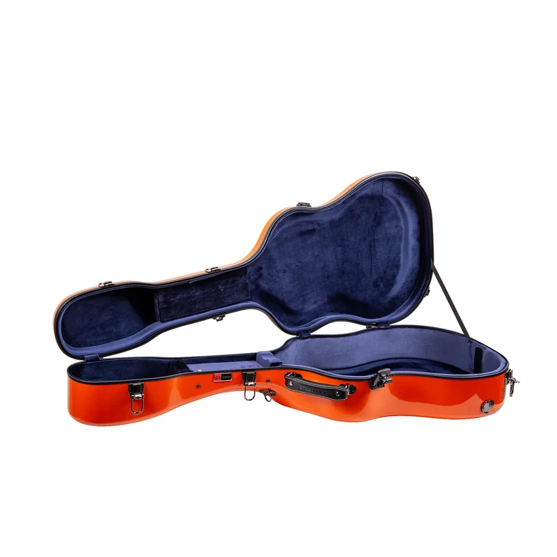 Crossrock Deluxe Fiberglass Case for 40"/41" Dreadnought Acoustic Guitar with Removable Shoulder Straps-Orange(CRF2021DOR)