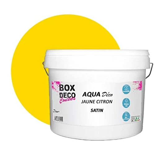 BOX DECO COULEURS Acrylic Wall Paint Satin Look Aqua Déco 10L Lemon Yellow - Image 1