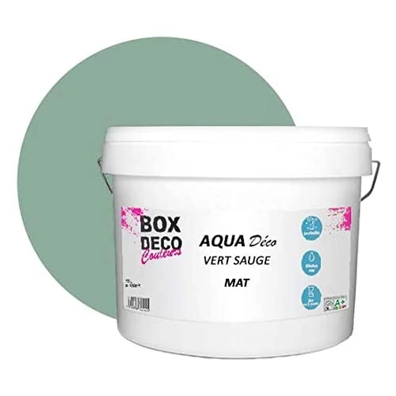 BOX DECO COULEURS Aqua Déco Matt Acrylic Wall Paint 10 L / 100 m² Sage Green