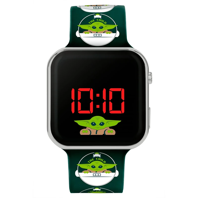 Star Wars MNL4084 Mandalorian Black LED Watch - Baby Yoda Dial
