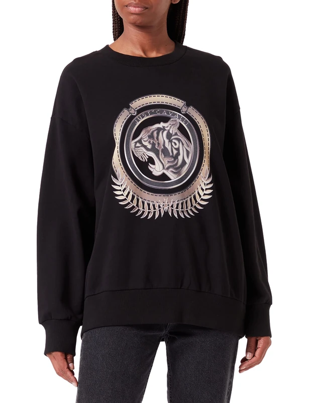 Just Cavalli Women's Sweatshirt, 900 Black, XL
