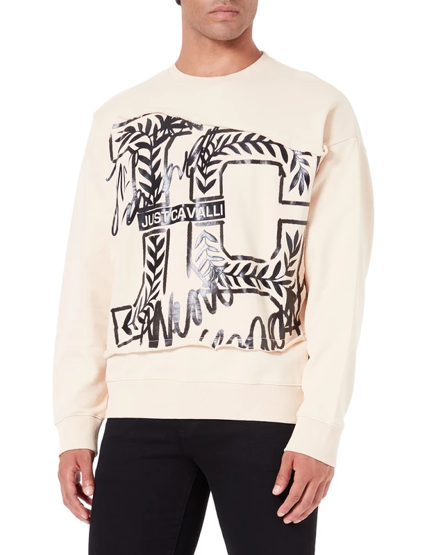 Just Cavalli Men's Sweatshirt, 108 Ivory Cream, XS