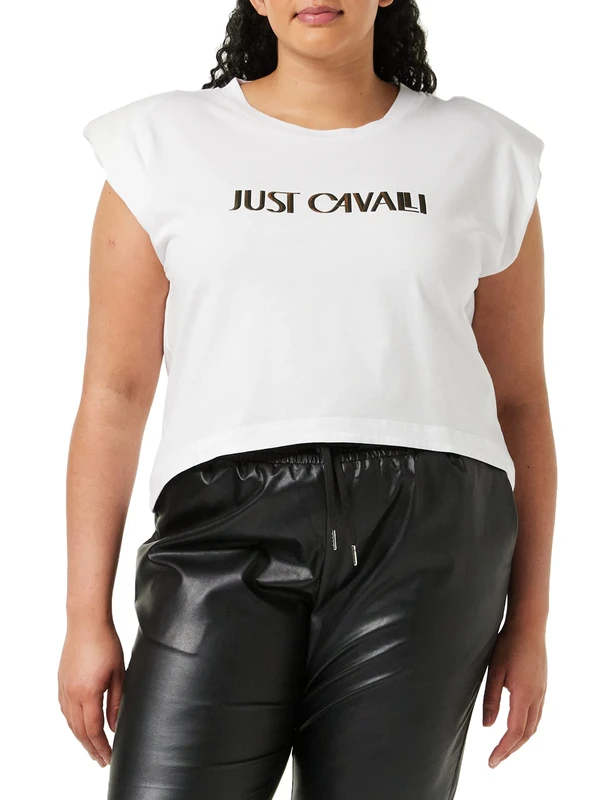 Just Cavalli Women's T-Shirt, 100 Optical White, XS