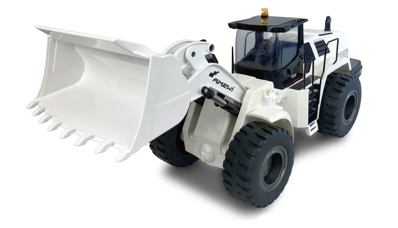 Wheel Loader G485E AE White 1:14 Partial Metal RTR, Sound, Light, 10-Channel Including Rotating Beacon