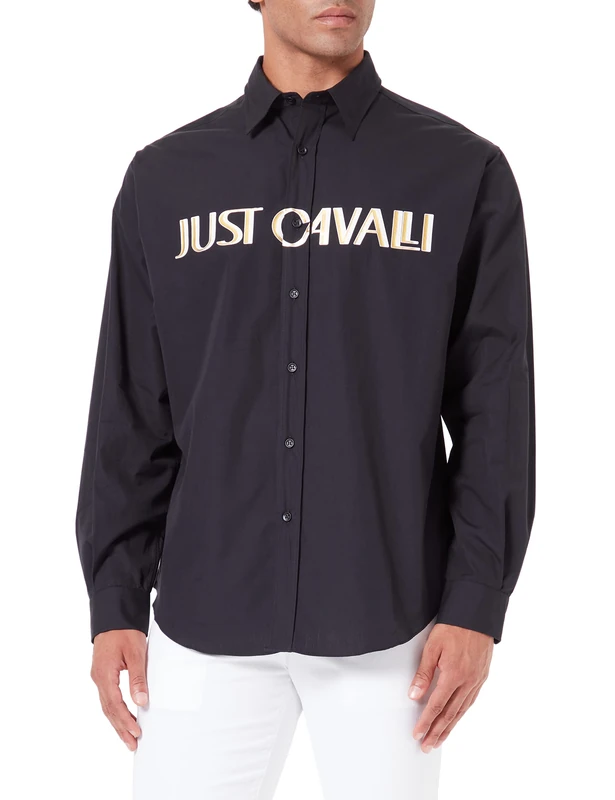 Just Cavalli Men's Camicia Blouse, 900 Black, 58