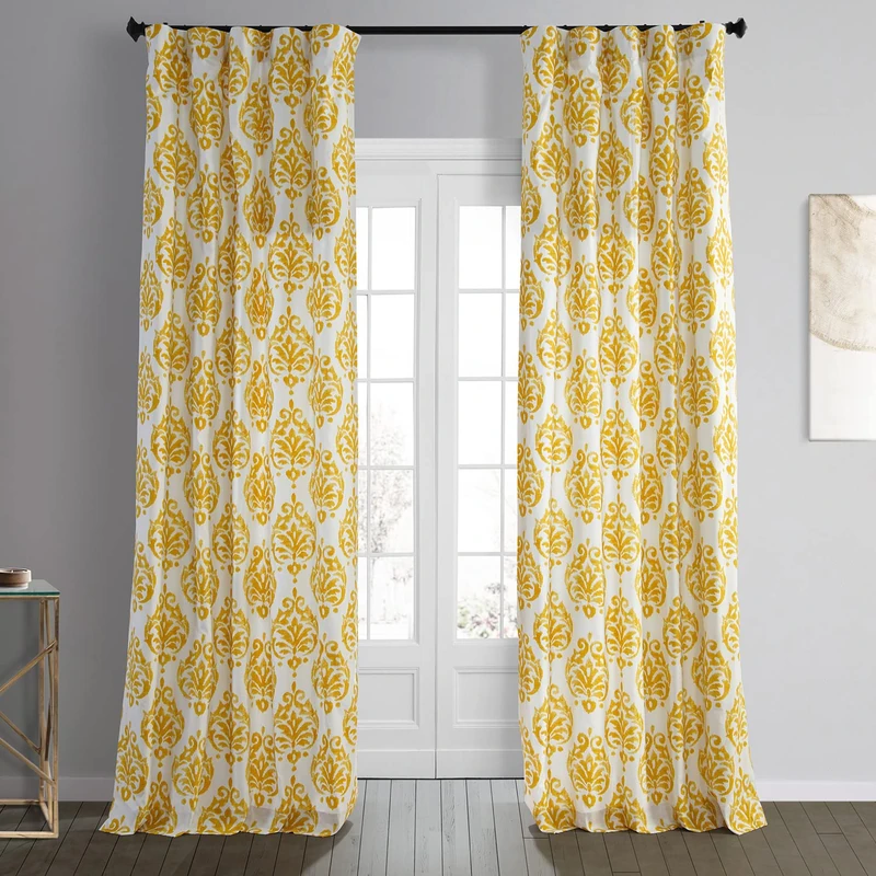 HPD Half Price Drapes Sandlewood Printed Cotton Curtain (1 Panel), 50 X 84, Sandlewood Gold, PRCT-D217-84 - Image 1