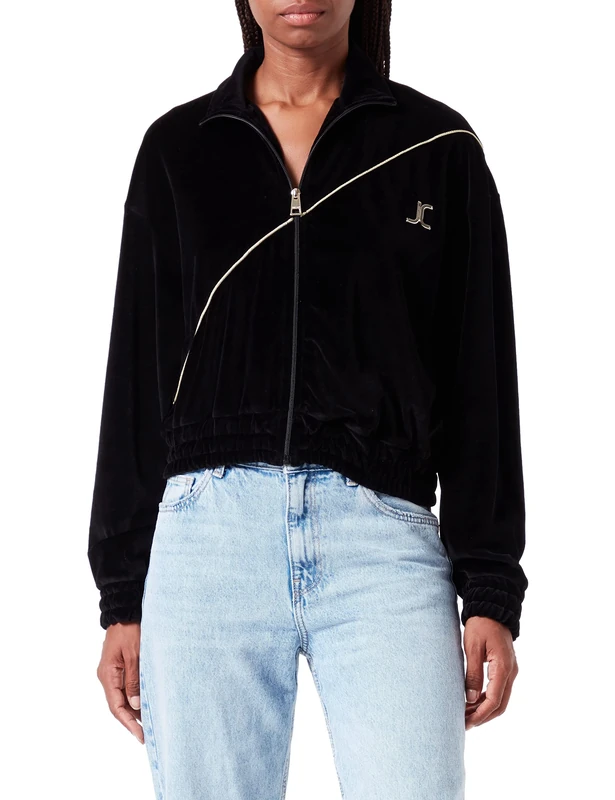 Just Cavalli Women's Zip Up Sweatshirt, 900 Black, L