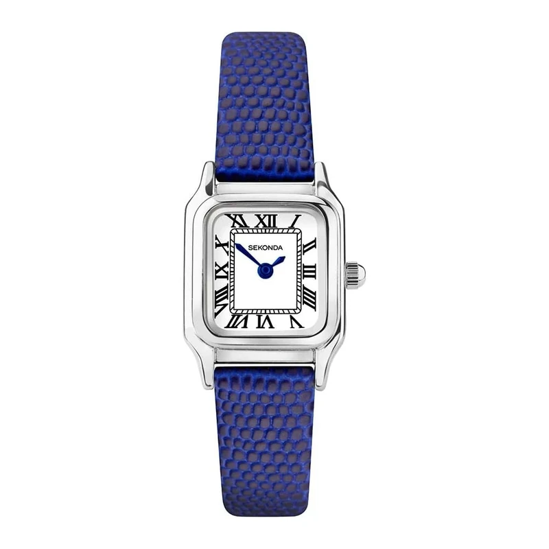 Sekonda Monica Ladies 20mm Quartz Watch in White with Analogue Display, and Blue Leather Strap 40293