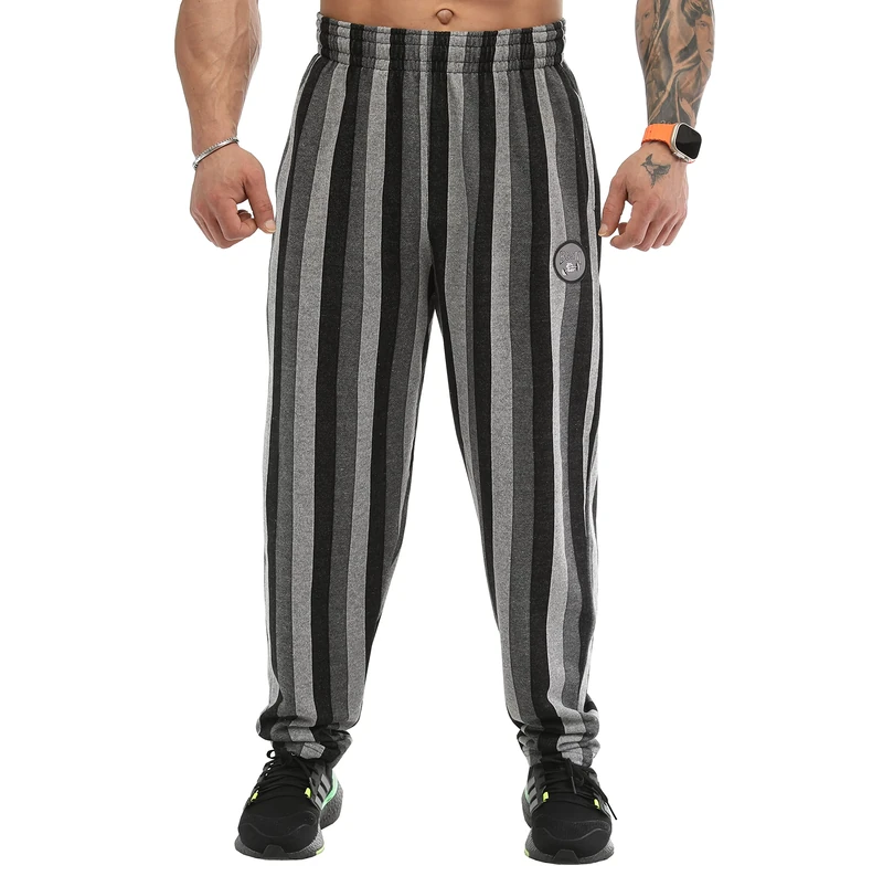 BIG SAM SPORTSWEAR COMPANY Men's Baggy Sweatpants with Pockets, Oversize Striped Oldschool Trackpants, Unprinted, X-Large