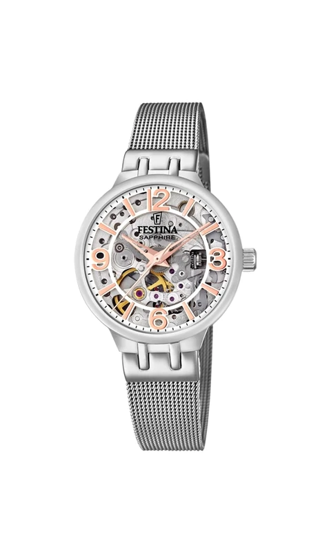 Festina Women's Automatic Steel Watch, Grey, Silver, Classic, Silver, Classic - Image 1