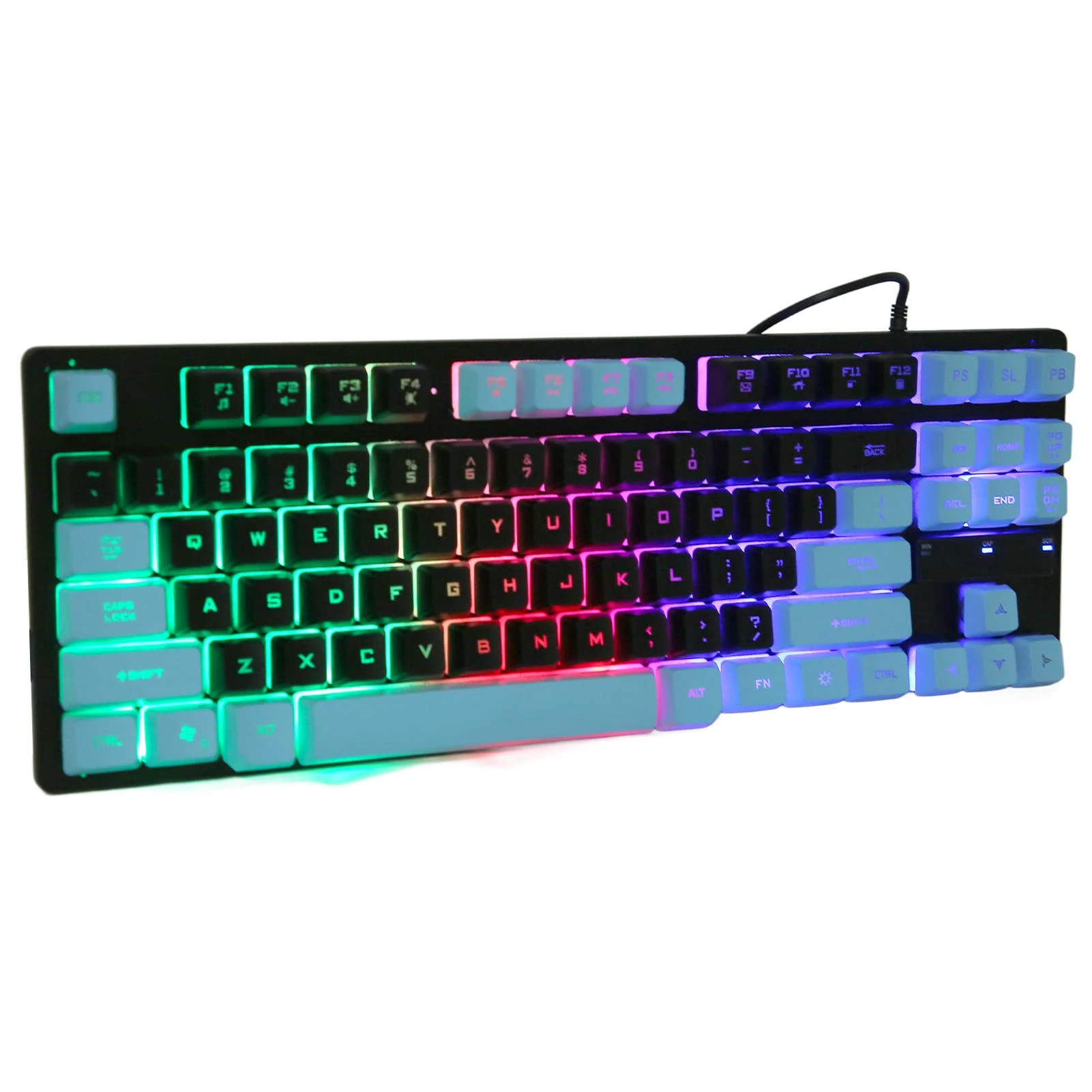 ciciglow Gaming Keyboard, KB-10 Wired Gaming Keyboard 87 Keys Ergonomic Three Color Backlit USB Wired Keyboard Desktop Notebook Computers Accessories(dark blue)