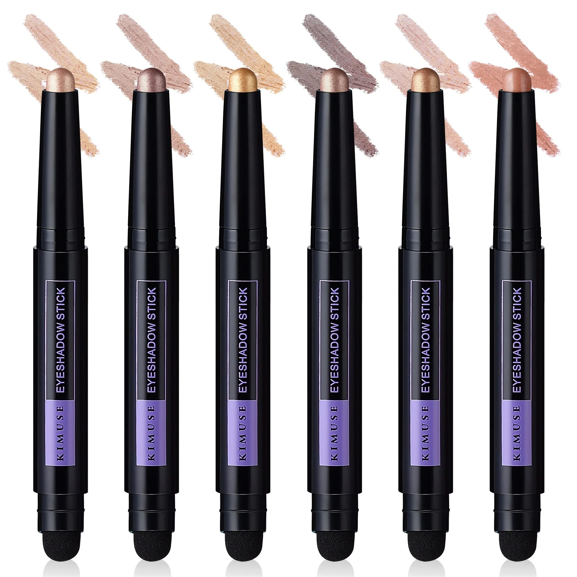 KIMUSE 6PCS Shimmer Cream Eyeshadow Stick,Brightener Eyeshadow Pencil Crayon,Waterproof Eye Shadow Stick Sets with Crease-proof, Smudge-proof and Long Lasting Eye Shadow Make Up