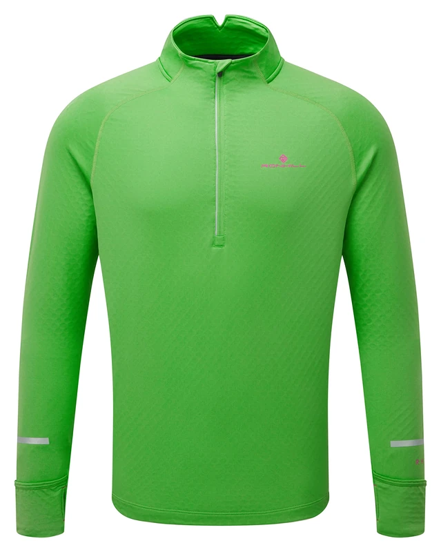 Ronhill Men's Men's Tech Prism 1/2 Zip T Shirt, Kiwi/Dragon Fruit, L UK