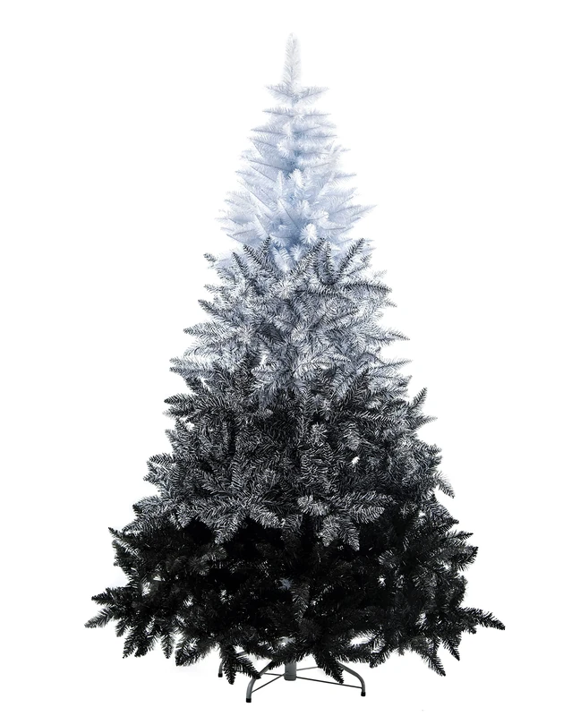 SHATCHI Snowy Mountain Tips with 4 Shades of Black and White Artificial Christmas Tree Holiday Home Xmas Festive Decorations, PVC, 7FT