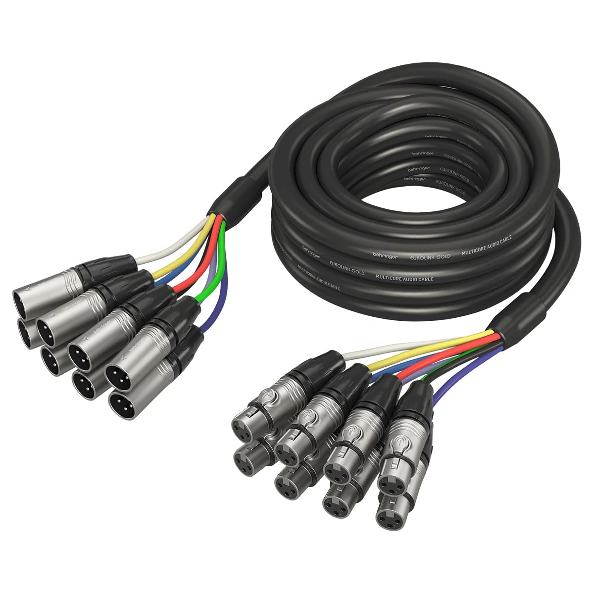 Behringer Multicore Cable - 8-way XLR Male to XLR Female - 8 Channel Snake Cable - 5 m / 16.4 ft - Gold Performance - GMX-500