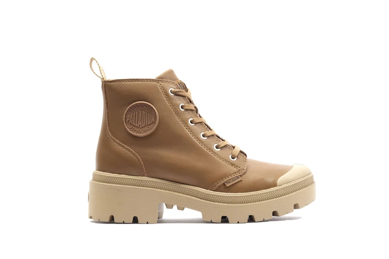 Palladium, PALLABASE LEATHER, Boots female, Orange, 5.5 UK