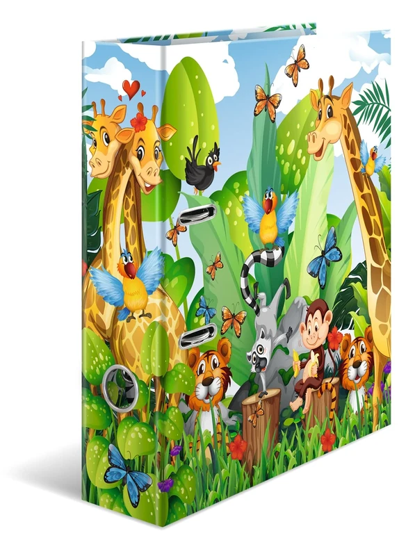 HERMA Lever Arch File Kindergarten Animals with Jungle Motif, A4, 70 mm Spine, with Inner Print, Pack of 10