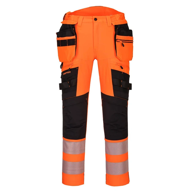 Portwest - Pantalon de Service Haute visibilité avec poches flottantes démontables DX4 44 Orange/Noir - Image 1