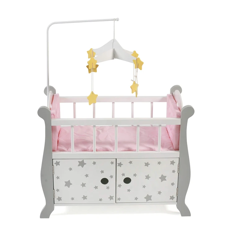 Bayer Chic 2000 - Doll's Bed with Mobile, Doll Furniture, Doll Accessories, Stars Grey
